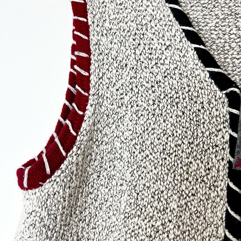 Christopher & Banks Vintage Sweater Vest Full Zip Ivory Black Red Women’s M - Picture 2 of 10